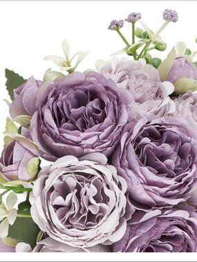 Purple 5 stem Artificial Peonies Silk Flowers Bouquets Stems Home Table Decor